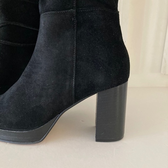 NWOT Free People Echo Platform Over The Knee Black Suede Boots - Picture 4 of 9